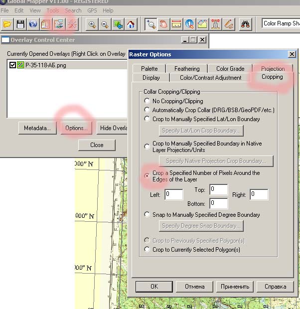 cropping of the map in Global Mapper